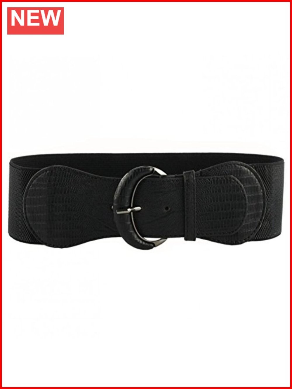 PU Leather Elastic Wide Belt Front Buckle Dress Stretch Waist Belt for Women